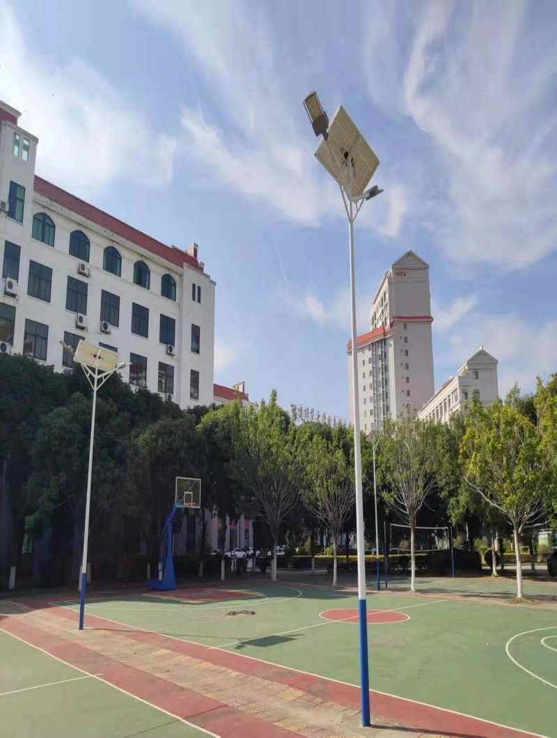 Solar street lamps project for basketball field illumination